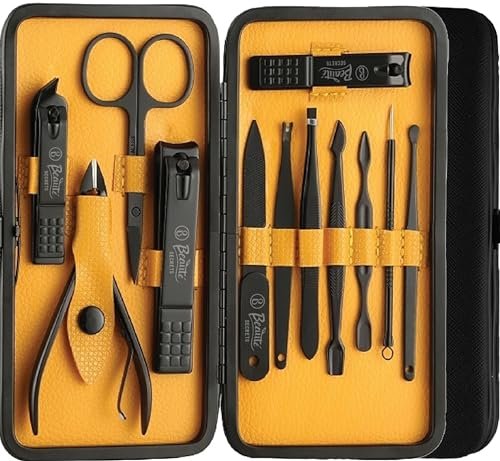 Beauté Secrets Essentials Manicure Set Nail Clippers, Stainless Steel Nail Scissors Grooming Kit, Acne needle, Blackhead Tool Leather Travel Case (Yellow) Beauté Secrets Essentials Manicure Set Nail Clippers, Stainless Steel Nail Scissors Grooming Kit, Acne needle, Blackhead Tool Leather Travel Case (Yellow)