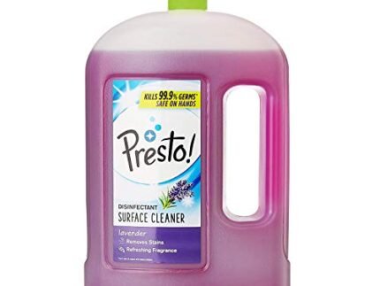 Amazon Brand – Presto! Disinfectant Surface & Floor Cleaner Liquid | Lavendar | 2 Litre | 1 Can | Kills 99.9% Germs | Removes Stains | Safe On Hands