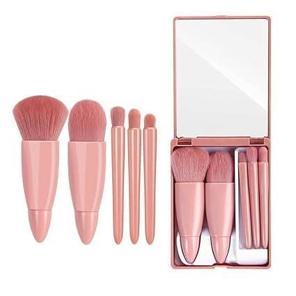 5 in 1 Professional Small Mini Mirror Makeup Brush Kit for Face Eye Shadows Eyeshadow Powder Blush Cosmetic Case Set Cleanser for Women Foundation Travel Brushes for Girl Female (MINI MAKEUP KIT) 5 in 1 Professional Small Mini Mirror Makeup Brush Kit for Face Eye Shadows Eyeshadow Powder Blush Cosmetic Case Set Cleanser for Women Foundation Travel Brushes for Girl Female (MINI MAKEUP KIT)