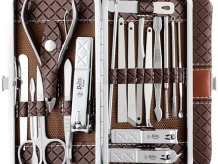 Beauté Secrets Essentials 18 Pieces Manicure Kit, Pedicure Tools for Feet, Nail Clipper, Ear Pick Tweezers, Manicure Pedicure Set for Women and Men Brown