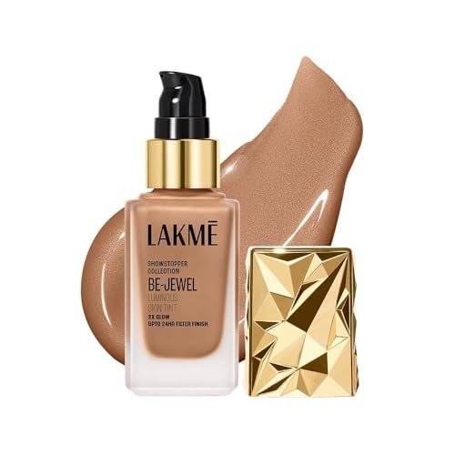 LAKME Be-Jewel Luminous Skin Tint, 25ml, for Radiant, Smooth and Luminous Finish, with Light-Reflecting Polymers, 24HR Filter-Like Wear, Foundation for Women Dry Skin, for Women-Cool Cinnamon LAKME Be-Jewel Luminous Skin Tint, 25ml, for Radiant, Smooth and Luminous Finish, with Light-Reflecting Polymers, 24HR Filter-Like Wear, Foundation for Women Dry Skin, for Women-Cool Cinnamon
