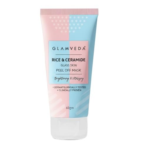 Glamveda Rice & Ceramide Korean Glass Skin Peel off Mask | Reduces Signs of Ageing | For Dry & Dull Skin Brightening & Even Tones Complexion | Peel off Face Mask for Men & Women | 60gm Glamveda Rice & Ceramide Korean Glass Skin Peel off Mask | Reduces Signs of Ageing | For Dry & Dull Skin Brightening & Even Tones Complexion | Peel off Face Mask for Men & Women | 60gm