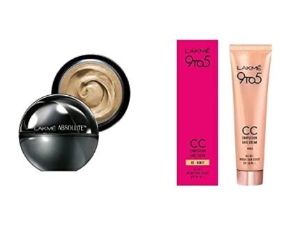 Lakmé Absolute Skin Natural Mousse, Ivory Fair 01, 25g & Lakmé 9 to 5 Complexion Care CC Cream, Honey, 30g