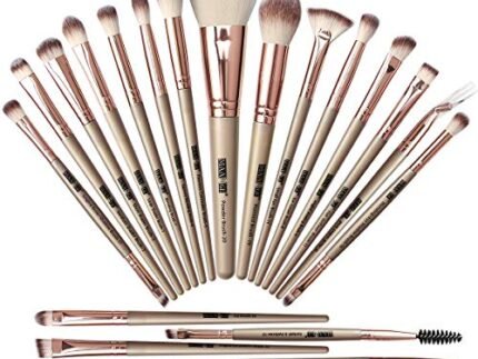 Maange 20 Pcs Professional Makeup Brushes Foundation Eyeshadow Blush Brush,Travel Kabuki Blending Concealers Face Powder Eye Make Up Brushes Set Kit (Champagne)