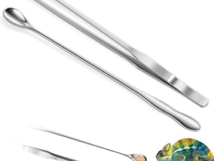 2PCS Long Tweezers, Tweezers for Aquarium, Aquarium Tweezer Set Straight & Curved with Rubber Tips, Stainless Steel Reptile Feeding Tongs, Aquascaping Terrarium Tools