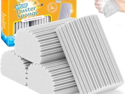 4 Pack Damp Clean Duster Sponge, Magic Sponge Eraser for Household Cleaning, Reusable Dusters Cleaning Supplies for Housekeeping, Dish, Blinds, Glass, Baseboards,Window Track Grooves and Faucets