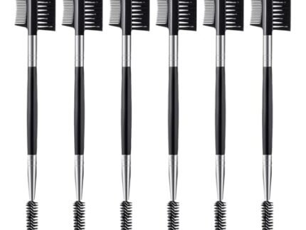 6 Pcs Eyebrow Brush Set, Dual-Ended Spoolie and Angled Brow Brush for Precise Shaping, Professional Eye Makeup Brushes for Women, Travel-Friendly Eyebrow Grooming Tools