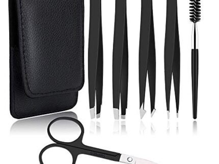 6PCS Professional Eyebrow Tweezers Set for Women and Men, Premium Stainless Steel Tweezer Kit, Best Tweezers Precision for Ingrown Hair, Facial Hair, Eyebrows Plucking