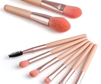 8Pcs Mini Makeup Brushes Set | Foundation, Blush, Eyeshadow, Eyeliner, Brow & Lip | Natural Bamboo Handle Portable Cosmetic Brush Kit | Travel-Friendly Blending Tool Kit