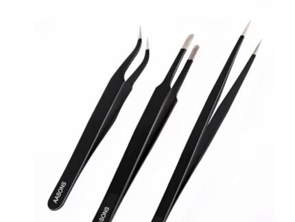 AASONS 3 Pc Stainless Steel Tweezers Set For Computer Laptop Repair Mobile Tools Watch Jewellery Soldering equipment Non Magnetic Anti-Static Straight Curved and Pointed Tips
