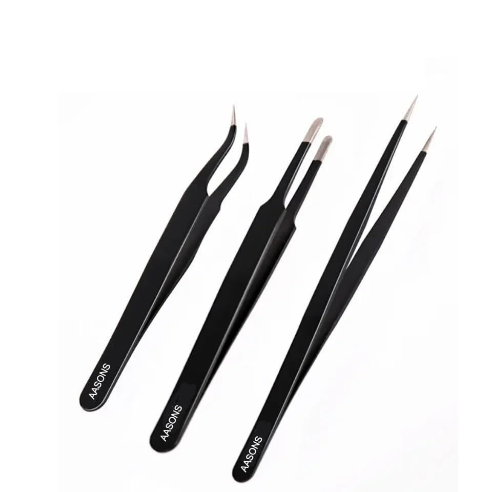 AASONS 3 Pc Stainless Steel Tweezers Set For Computer Laptop Repair Mobile Tools Watch Jewellery Soldering equipment Non Magnetic Anti-Static Straight Curved and Pointed Tips AASONS 3 Pc Stainless Steel Tweezers Set For Computer Laptop Repair Mobile Tools Watch Jewellery Soldering equipment Non Magnetic Anti-Static Straight Curved and Pointed Tips
