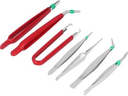 AASONS 7pcs Tweezer Set, Insulated Tweezers Anti-Static Multi-Purpose Hand Tool Set Kit For Maintenance Repair Of PCB, Circuit Boards, Electronic Components, Mobile Phones