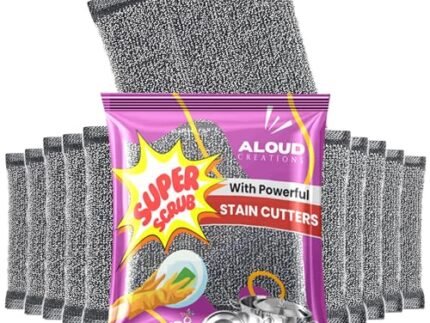 ALOUD CREATIONS Steel Scrubber | Steel Foam Pad Sponge | Black | Pack of 12