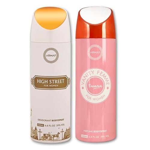 ARMAF High Street & Vanity Femme Essence Liquid Deodorant For Women – 200Ml Each (Pack Of 2) | Ideal For Gifting | Everyday Use ARMAF High Street & Vanity Femme Essence Liquid Deodorant For Women – 200Ml Each (Pack Of 2) | Ideal For Gifting | Everyday Use