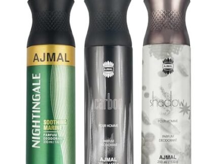 Ajmal 1 Nightingale for Men & Women, 1 Ajmal Carbon for Men and 1 Shadow Him for Men Deodorants each 200ML Combo pack of 3 (Total 600ML)