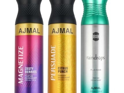 Ajmal Magnetize and Persuade for Men & Women and Raindrops Femme for Women Deodorants each 200ML Combo pack of 3 (Total 600ML)