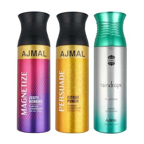 Ajmal Magnetize and Persuade for Men & Women and Raindrops Femme for Women Deodorants each 200ML Combo pack of 3 (Total 600ML) Ajmal Magnetize and Persuade for Men & Women and Raindrops Femme for Women Deodorants each 200ML Combo pack of 3 (Total 600ML)