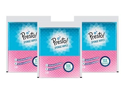Amazon Brand - Presto! Multi-Purpose Sponge Wipes | Assorted | 15 Count | 5 x Pack of 3 | Soft and Highly Absorbent | Reusable Kitchen Cleaning Sponge