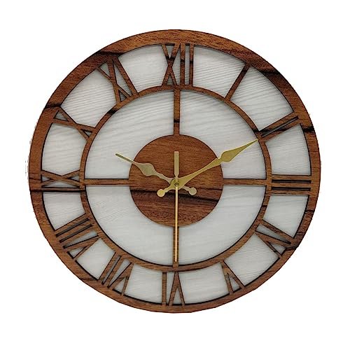 Antiqe Prelam Roman Numer Stylish Wooden Wall Clock for Home Dcor Living RoomSilent Brife Creative Clocks for Bedroom/Office/School Best Gifts -(1-Pcs) Antiqe Prelam Roman Numer Stylish Wooden Wall Clock for Home Dcor Living RoomSilent Brife Creative Clocks for Bedroom/Office/School Best Gifts -(1-Pcs)