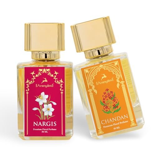 Aranyam Perfumes Premium – Chandan (Sandalwood) & Nargis Luxury Perfume Combo – 50 Ml Each (Pack of 2) – Unisex Adult, Women, Men, Boys, Girls, Liquid Aranyam Perfumes Premium – Chandan (Sandalwood) & Nargis Luxury Perfume Combo – 50 Ml Each (Pack of 2) – Unisex Adult, Women, Men, Boys, Girls, Liquid