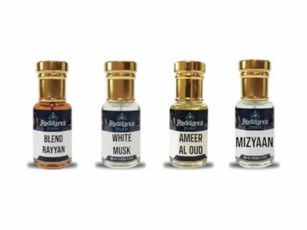 Attar Combo Set (Pack of 4) | Blend Rayyan White Musk Ameer Al Oud Mizyaan | Long Lasting Alcohol-Free Concentrated Perfume Oil for Men & Women