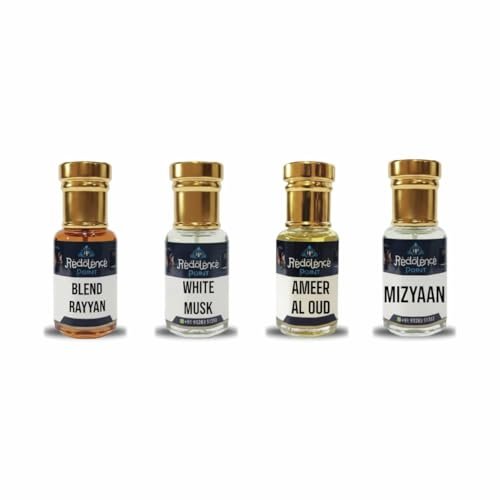 Attar Combo Set (Pack of 4) | Blend Rayyan White Musk Ameer Al Oud Mizyaan | Long Lasting Alcohol-Free Concentrated Perfume Oil for Men & Women Attar Combo Set (Pack of 4) | Blend Rayyan White Musk Ameer Al Oud Mizyaan | Long Lasting Alcohol-Free Concentrated Perfume Oil for Men & Women