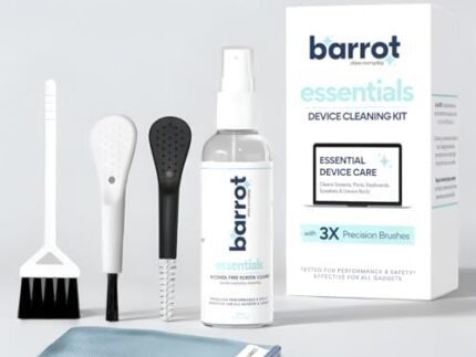 BARROT Essentials Mini Device Cleaning Kit | Includes 50ml Non-Alcohol Screen Cleaner, 3 x High-Precision Brushes & 20x20CM Plush Microfiber