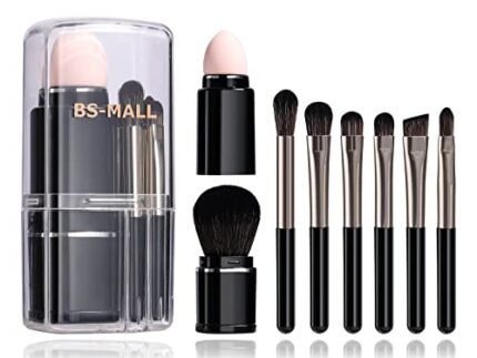 BS-MALL Makeup Brush Set Travel Premium Synthetic Foundation Powder Concealers Eye shadows Blush Makeup Brushes Purse Size With Case (Black)