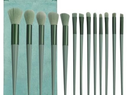 Beauty Premium Synthetic Bristle Professional Face And Eye Makeup Brushes Set With 13 Makeup Brushes | For Cream, Liquid And Powder (Green)