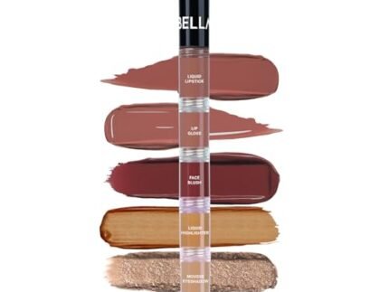 Bellavita High Five 5-in-1 Face Glam Makeup Stack- Eyeshadow, Highlighter, Lip Gloss, Lipstick & Blush | Long-Lasting, Smudge-Proof, Travel-Friendly | Fresh Face | 4.3ml