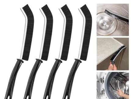 Boniry Mini Gap Bathroom Cleaning Brush, Multipurpose Toilet Cleaner Brush, Hard Bristle Crevice & Tile & Window Cleaning Tools, Kitchen & Stove Cleaner Brush (4 Gap Brush, Black)