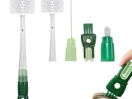 Bottle Cleaner Brush, Silicone Bottle Cleaning Brush, Straw Cleaner Brush, Bottle Cleaner for Home and Kitchen Accessories Item Products with 2 Hooks (White)