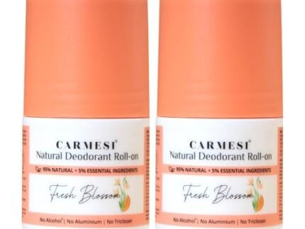 Carmesi Natural Underarm Roll On Deodorant for Women – Fresh Blossom (50ml x 2) | 95% Natural + 5% Essential Ingredients | Long Lasting Freshness | No Alcohol & Aluminium | For Fresh Underarms | With 2% w/w Salicylic Acid