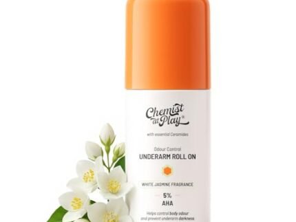 Chemist At Play UnderArm Roll-On with 5% AHA, Lactic Acid & 1% Mandelic Acid|Prevents Body Odour, Fades Pigmentation & Kills Bacteria|0% Aluminium & 0% Alcohol|White Jasmine Fragrance |40ml