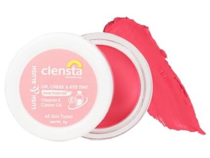 Clensta Lip Cheek Tint – Pink Forever, With Goodness Of Vitamin E & Castor Oil, Nourishes & Hydrates Dry Chapped Lips, Blush & Eyeshadow For Women & Girls|Matte Finish 5 G