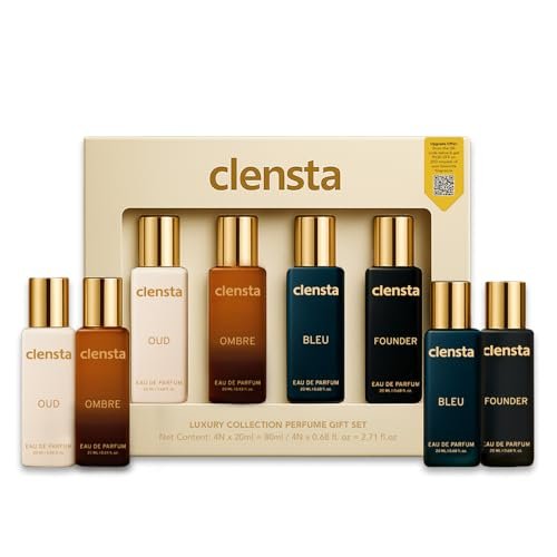 Clensta Luxury Long Lasting Perfume Gift Set for Man Pack of 4 x 20ml Eau De Parfum Combo EDP Perfume Gift Set for Men Boyfriend Husband | Bleu, Founder, Ombre, Oud Clensta Luxury Long Lasting Perfume Gift Set for Man Pack of 4 x 20ml Eau De Parfum Combo EDP Perfume Gift Set for Men Boyfriend Husband | Bleu, Founder, Ombre, Oud