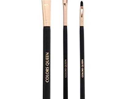 Colors Queen Synthetic Bristles Face Makeup Brush Set, Eyeshadow Angular Blending Brush, Angular Contour Brush, Lip Brush, Brushes for Easy Application, 3 Piece Brush Set
