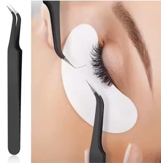 Curved Tweezers for Eyelash Extensions, Black, Precision Tips, Professional Lash Application Tool Curved Tweezers for Eyelash Extensions, Black, Precision Tips, Professional Lash Application Tool