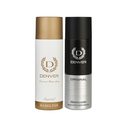 DENVER Imperial & Black Code Deodrant 150ML Each, Pack of 2 | Long lasting Deodorant For Men DENVER Imperial & Black Code Deodrant 150ML Each, Pack of 2 | Long lasting Deodorant For Men
