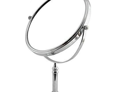 DOLPHY Alloy Steel 5X Magnification Tabletop Vanity Round Mirror, 8 Inches (Silver, Detmsilvermr)