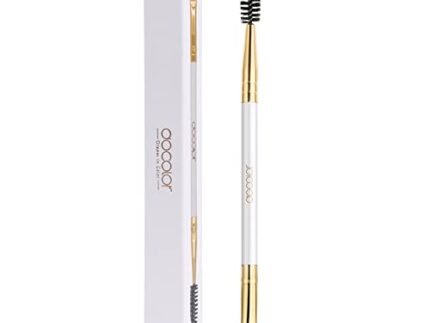 Docolor Duo Eyebrow Brush by DocolorProfessional – Angled Eye Brow Brush and Spoolie – White