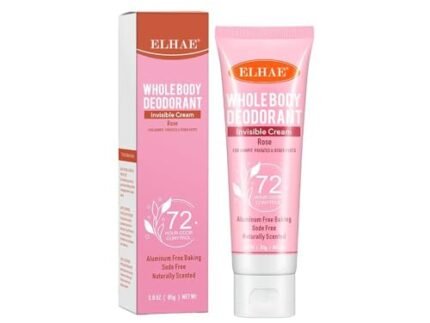 ELHAE Whole Body Deodorant Cream 85 g | 72 Hour Odor Control | Aluminum-Free & Unscented | For Armpits, Private & Sensitive Areas | Long-Lasting Freshness (Rose)