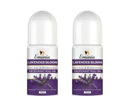Emania Lavender Bloom Natural & Refreshing Deodorant Roll On for Women | Long-Lasting Freshness | Alcohol Free, No Aluminium, No Triclosan | Gentle on Skin 50 ML (Pack of 2)