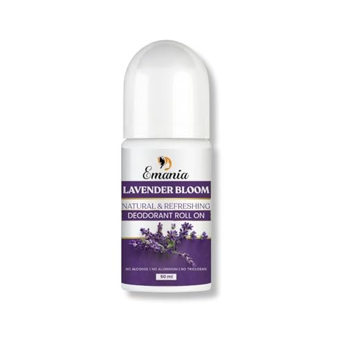 Emania Lavender Bloom Natural & Refreshing Deodorant Roll On | Long-Lasting Freshness | Alcohol Free, No Aluminium, No Triclosan | Gentle on Skin 50 ML (Pack of 1) Emania Lavender Bloom Natural & Refreshing Deodorant Roll On | Long-Lasting Freshness | Alcohol Free, No Aluminium, No Triclosan | Gentle on Skin 50 ML (Pack of 1)