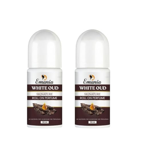 Emania White Oud Underarm Roll-On Deodorant Long Lasting Luxury Fragrance No Alcohol No Aluminium No Triclosan Smooth Glide, Travel-Friendly 50ml Pack Of 2 Emania White Oud Underarm Roll-On Deodorant Long Lasting Luxury Fragrance No Alcohol No Aluminium No Triclosan Smooth Glide, Travel-Friendly 50ml Pack Of 2