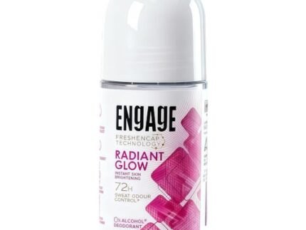 Engage Radiant Glow Roll On Deo For Women, 50ml| 0% Alcohol Underarm Roll On with 72 Hour Sweat Odour Protection |Instant Skin Brightening| Non Sticky Formula| Motion Activated FreshEncap Technology
