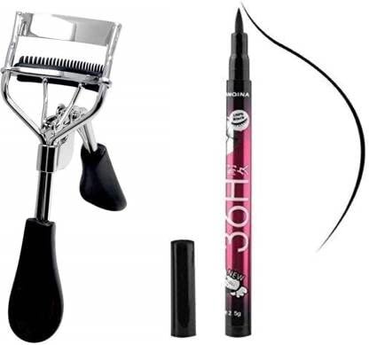 Eyelash Curler With 36 Hours Long lasting Waterproof Black Eye liner eye pencil Pen (2 Pcs) 2.5 g (black) Eyelash Curler With 36 Hours Long lasting Waterproof Black Eye liner eye pencil Pen (2 Pcs) 2.5 g (black)