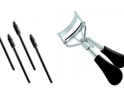 Eyelash Curler and Mascara Wand Set, Professional Makeup Tool Kit with 4 Disposable Brushes