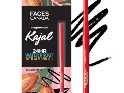 FACESCANADA Magneteyes Kajal Stick – Black, 0.35 Gm | 24 Hr Long Stay | One Stroke Smooth Glide | Waterproof, Smudgeproof & Fadeproof | Deep Matte Finish | Enriched With Almond Oil & Vitamin E
