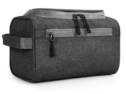FATMUG Large Toiletry Organizer Dopp Kit Washbag for Men, Cosmetics Pouch for Women- Dark Grey
